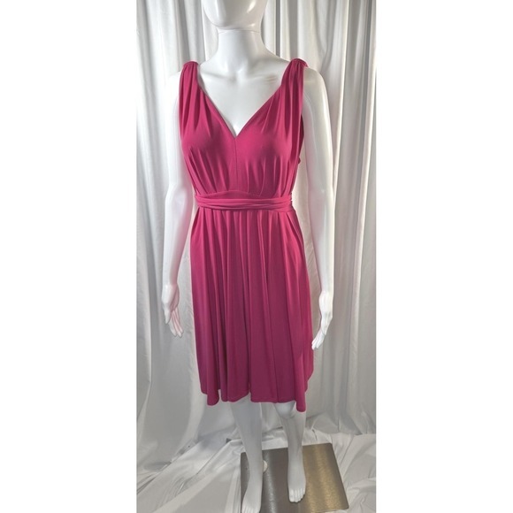 Express Pink‎ V Neck Sleeveless Empire Waist Midi Dress M Glam Party 83-02 - Picture 14 of 14